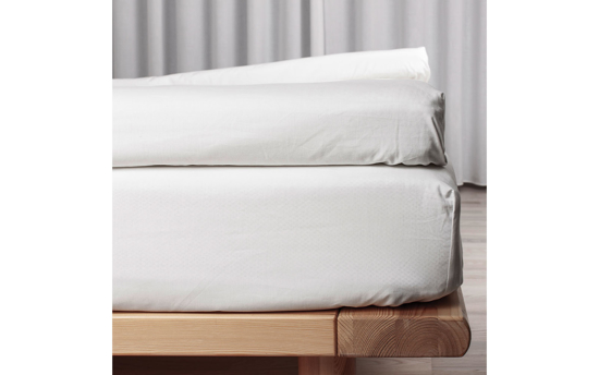 Billede af Økologisk Percale H-split lagen Night&Day, 180x200x9+20 - Hvid